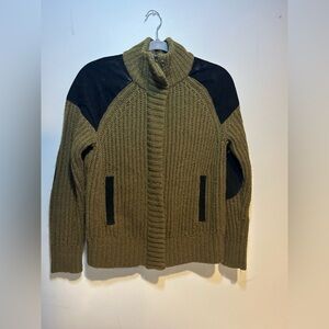 🧥 Madewell Wool Alpaca Leather Trim Sweater Jacket – Size S